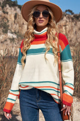 Striped Turtleneck Drop Shoulder Sweater king-general-store-5710.myshopify.com