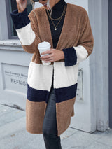 Tricolor Open Front Fuzzy Longline Cardigan king-general-store-5710.myshopify.com