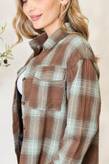 Double Take Plaid Dropped Shoulder Shirt king-general-store-5710.myshopify.com