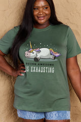 Simply Love Full Size BEING AWESOME IS EXHAUSTING Graphic Cotton Tee king-general-store-5710.myshopify.com