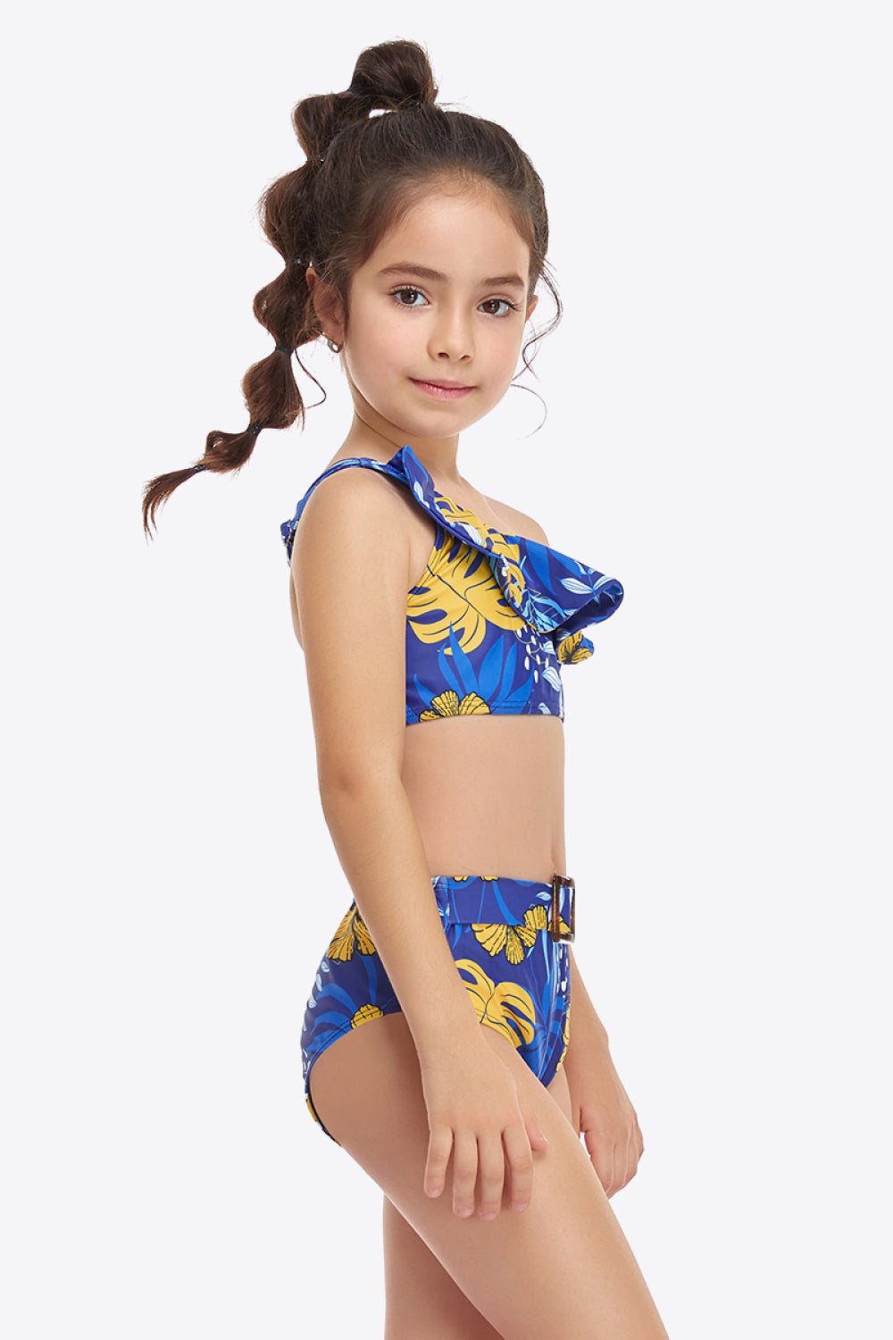 Ruffled One-Shoulder Buckle Detail Two-Piece Swim Set king-general-store-5710.myshopify.com