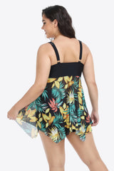 Plus Size Floral Two-Tone Asymmetrical Hem Two-Piece Swimsuit king-general-store-5710.myshopify.com