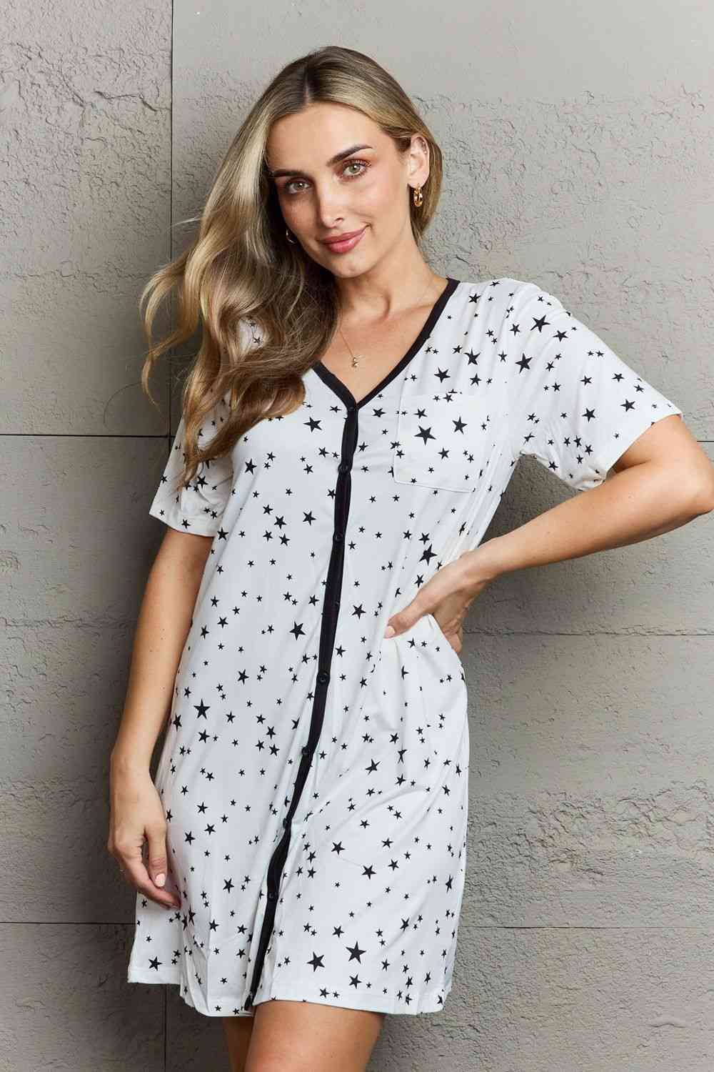 MOON NITE Quilted Quivers Button Down Sleepwear Dress king-general-store-5710.myshopify.com