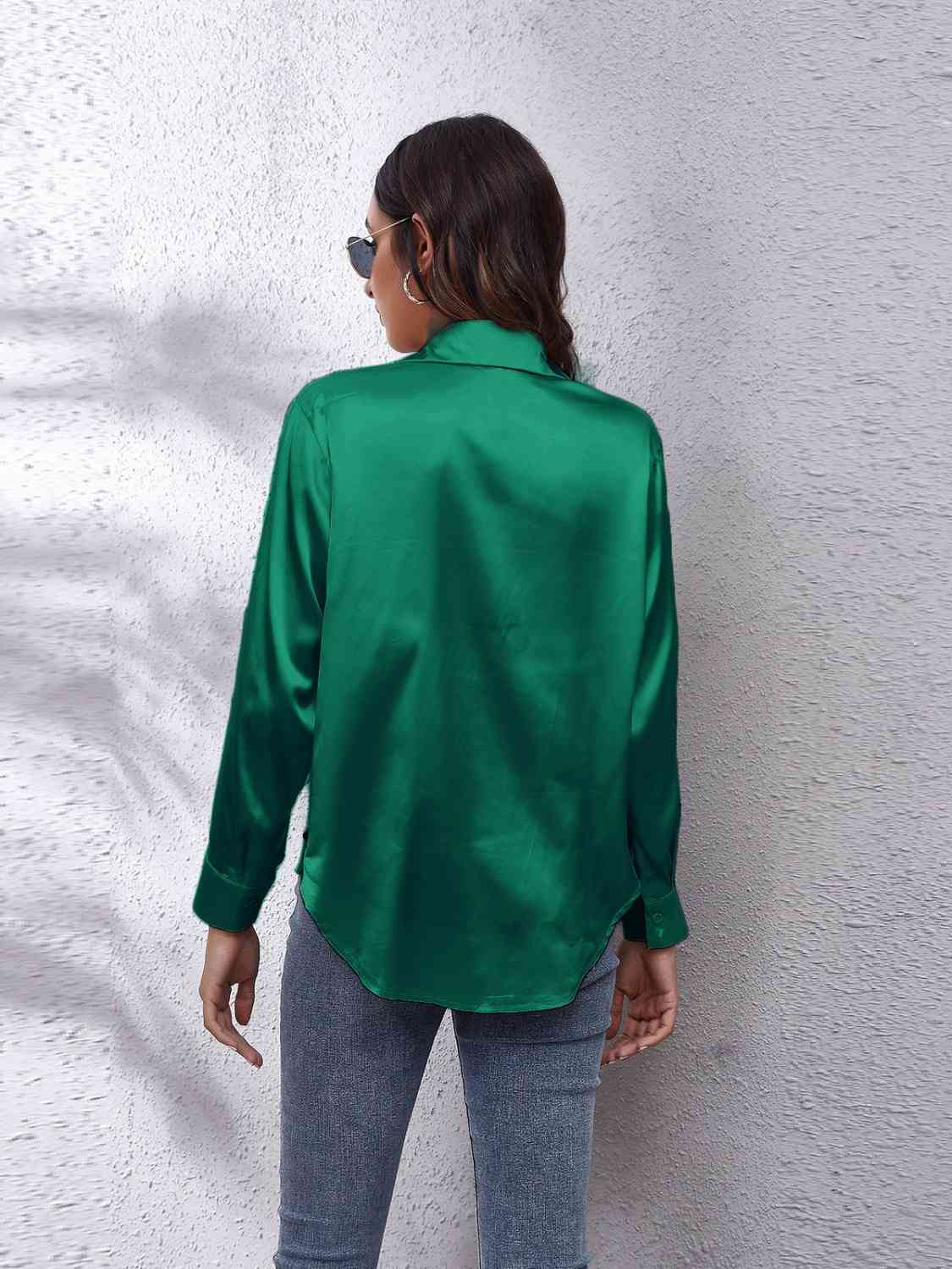 Collared Neck Buttoned Long Sleeve Shirt king-general-store-5710.myshopify.com