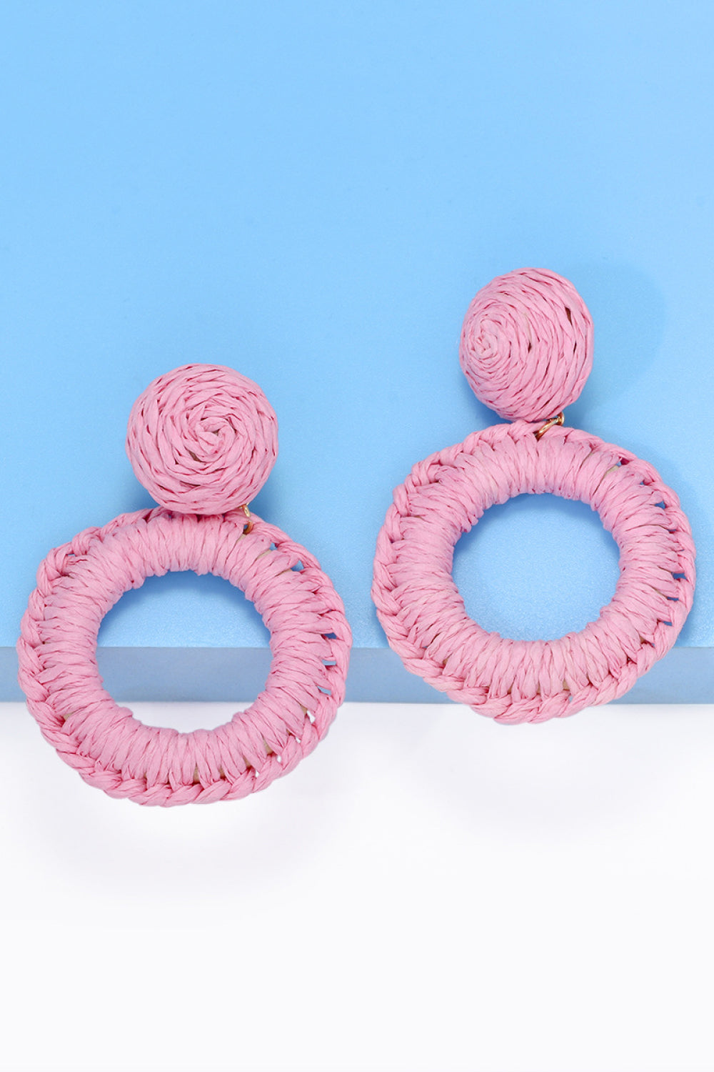 Round Shape Raffia Grass Dangle Earrings king-general-store-5710.myshopify.com