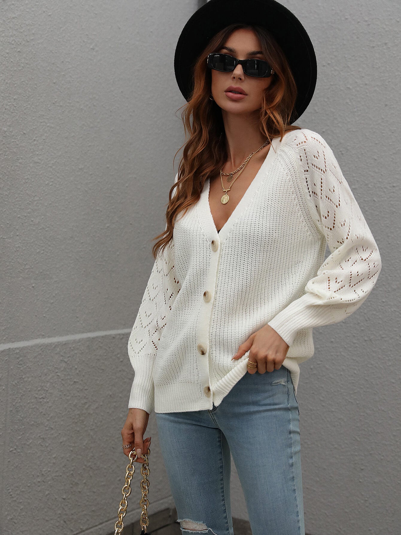 Double Take Rib-Knit Plunge Raglan Sleeve Cardigan king-general-store-5710.myshopify.com