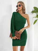 One-Shoulder Mini Sweater Dress king-general-store-5710.myshopify.com