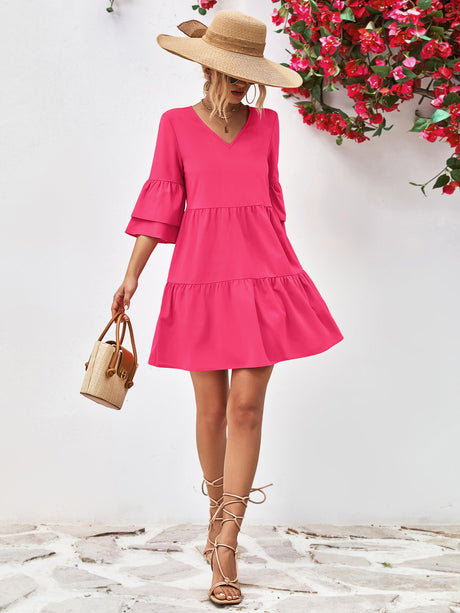 V-Neck Flare Sleeve Mini Dress king-general-store-5710.myshopify.com