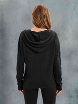 Waffle-Knit Drawstring Drop Shoulder Hoodie king-general-store-5710.myshopify.com