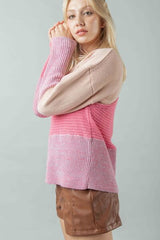 Very J Color Block Long Sleeve Sweater king-general-store-5710.myshopify.com