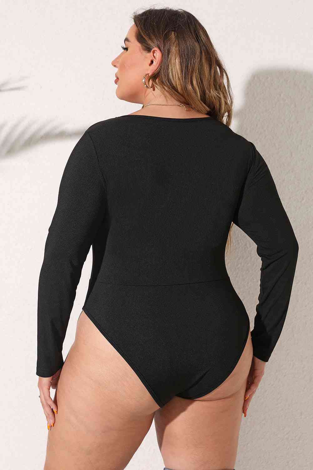 Plus Size Round Neck Long Sleeve Bodysuit king-general-store-5710.myshopify.com