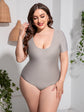 Plus Size Scoop Neck Short Sleeve One-Piece Swimsuit king-general-store-5710.myshopify.com