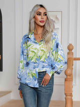 Floral Collared Neck Buttoned Shirt king-general-store-5710.myshopify.com