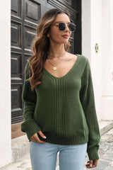 Ribbed Scoop Neck Long Sleeve Pullover Sweater king-general-store-5710.myshopify.com