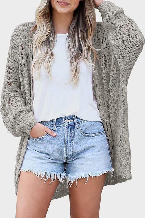 Openwork Open Front Long Sleeve Cardigan king-general-store-5710.myshopify.com