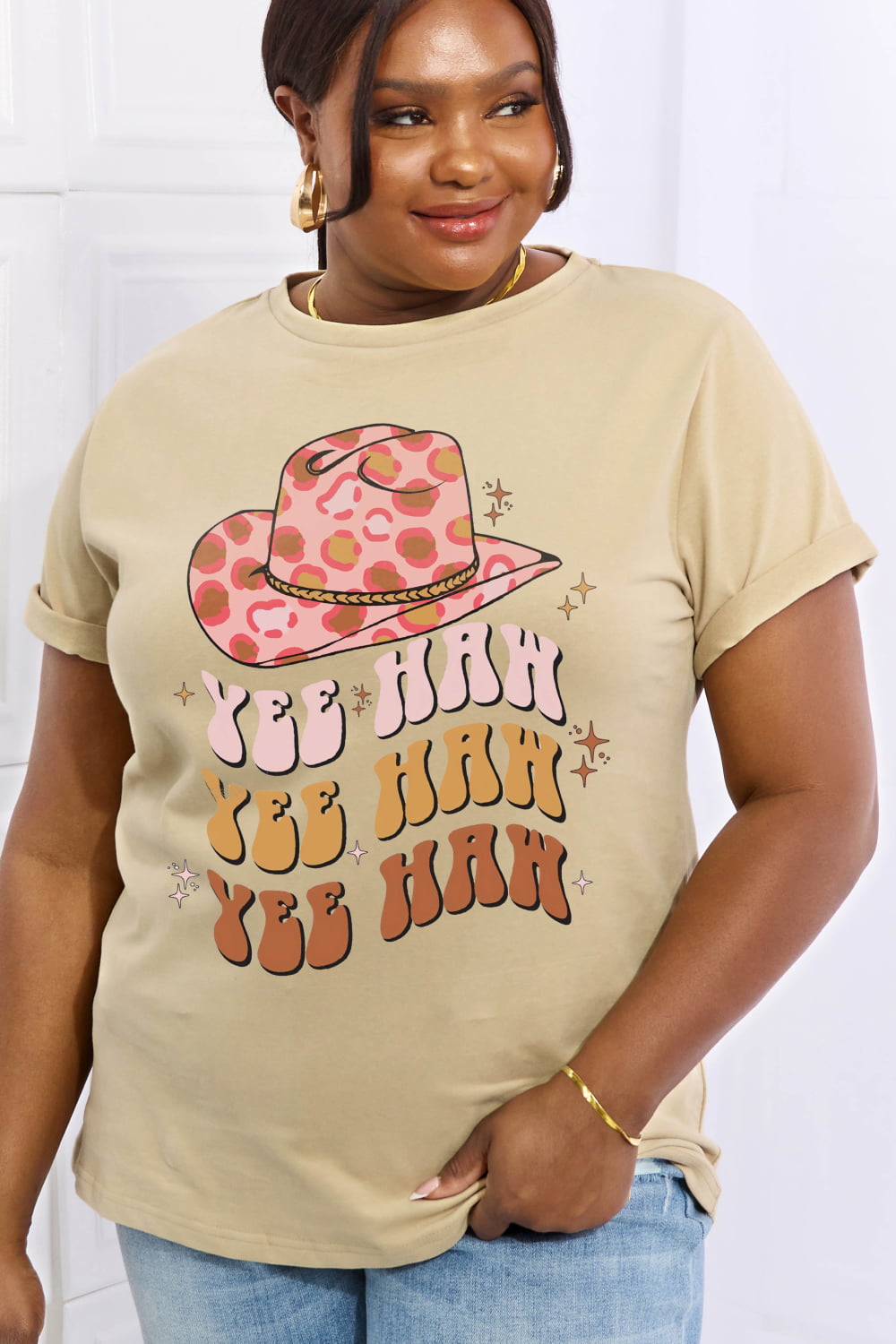 Simply Love Full Size YEE HAH YEE HAH YEE HAH Graphic Cotton Tee king-general-store-5710.myshopify.com