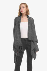 One-Button Tassel Tie Asymmetrical Hem Cardigan king-general-store-5710.myshopify.com