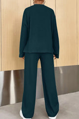 Ribbed Half Button Top and Pants Set king-general-store-5710.myshopify.com