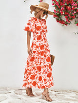 Floral Round Neck Tied Open Back Dress king-general-store-5710.myshopify.com