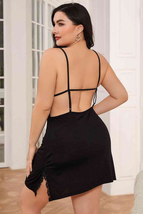 Lace Trim Backless Spaghetti Strap Night Dress king-general-store-5710.myshopify.com