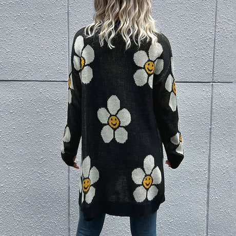 Floral Button Down Longline Cardigan king-general-store-5710.myshopify.com