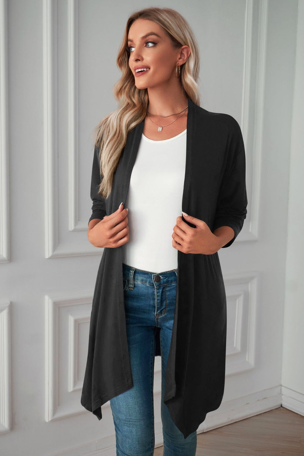 Open Front Long Sleeve Cardigan king-general-store-5710.myshopify.com