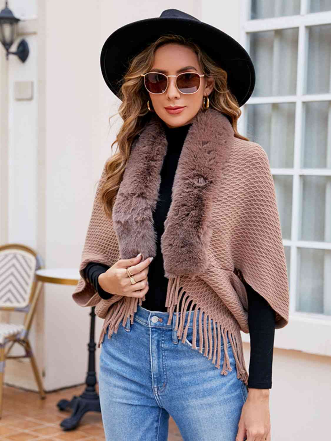 Open Front Fringe Hem Poncho king-general-store-5710.myshopify.com