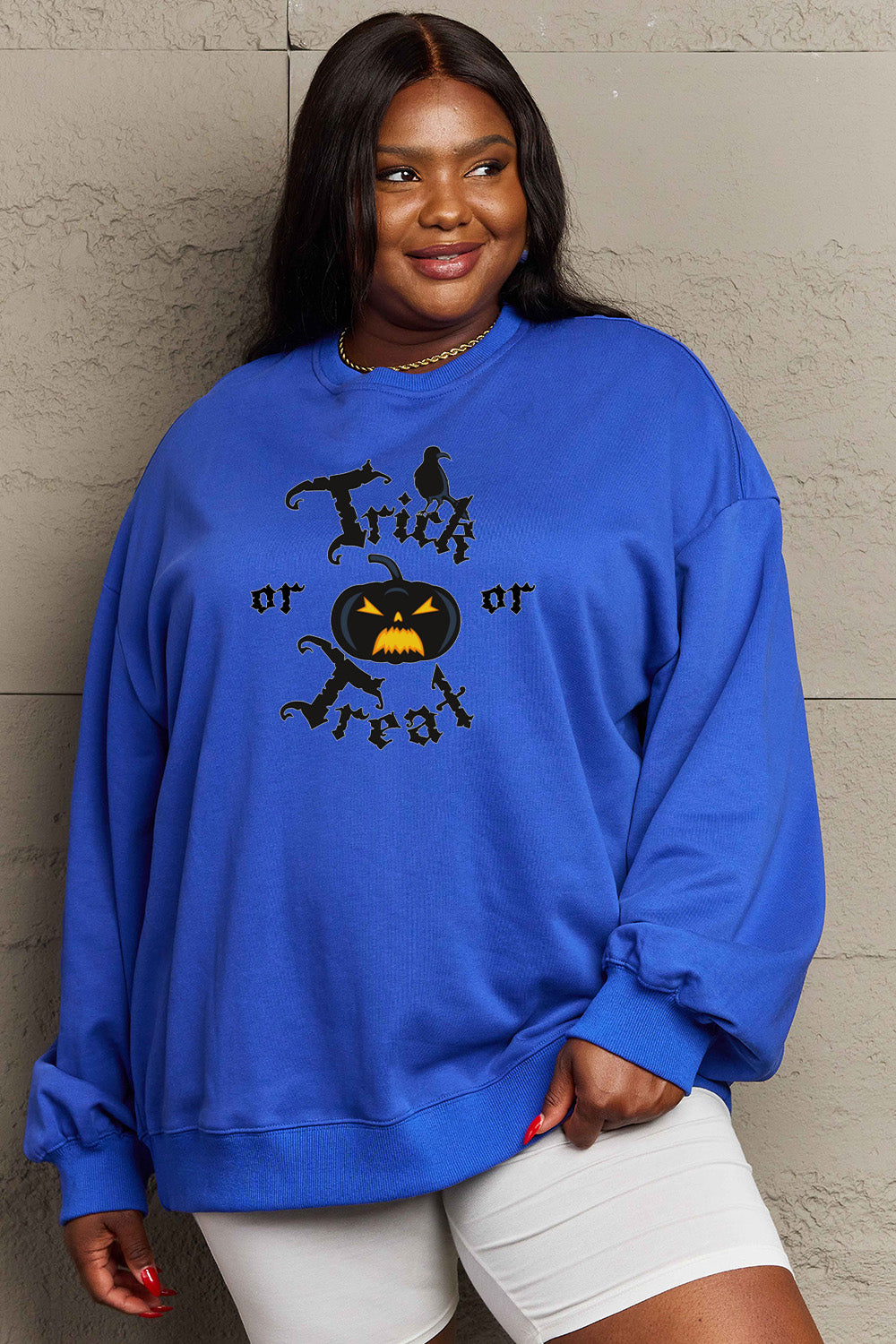 Simply Love Full Size TRICK OR TREAT Graphic Sweatshirt king-general-store-5710.myshopify.com