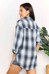 Double Take Plaid Dropped Shoulder Shirt king-general-store-5710.myshopify.com