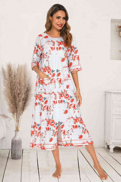 Printed Slit Night Dress with Pockets king-general-store-5710.myshopify.com