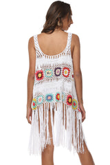 Openwork Fringe Detail Embroidery Sleeveless Cover-Up king-general-store-5710.myshopify.com