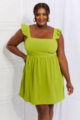 Culture Code Sunny Days Full Size Empire Line Ruffle Sleeve Dress in Lime king-general-store-5710.myshopify.com