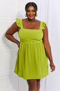 Culture Code Sunny Days Full Size Empire Line Ruffle Sleeve Dress in Lime king-general-store-5710.myshopify.com