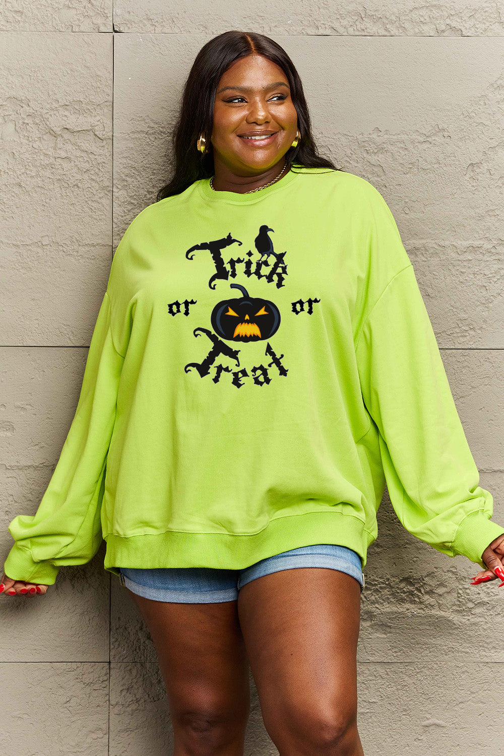 Simply Love Full Size TRICK OR TREAT Graphic Sweatshirt king-general-store-5710.myshopify.com