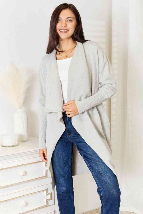 Double Take Open Front Duster Cardigan with Pockets king-general-store-5710.myshopify.com