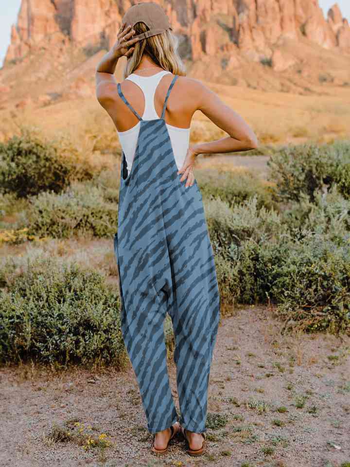 Full Size Printed V-Neck Sleeveless Jumpsuit king-general-store-5710.myshopify.com