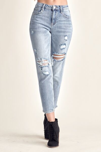 RISEN Distressed Slim Cropped Jeans king-general-store-5710.myshopify.com