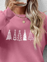 Christmas Tree Graphic Drop Shoulder Sweatshirt king-general-store-5710.myshopify.com