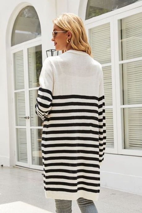 Striped Open Front Longline Cardigan king-general-store-5710.myshopify.com