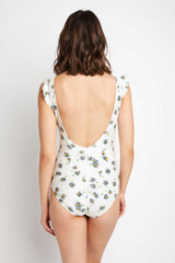 Marina West Swim Float On Ruffle Faux Wrap One-Piece in Daisy Cream king-general-store-5710.myshopify.com