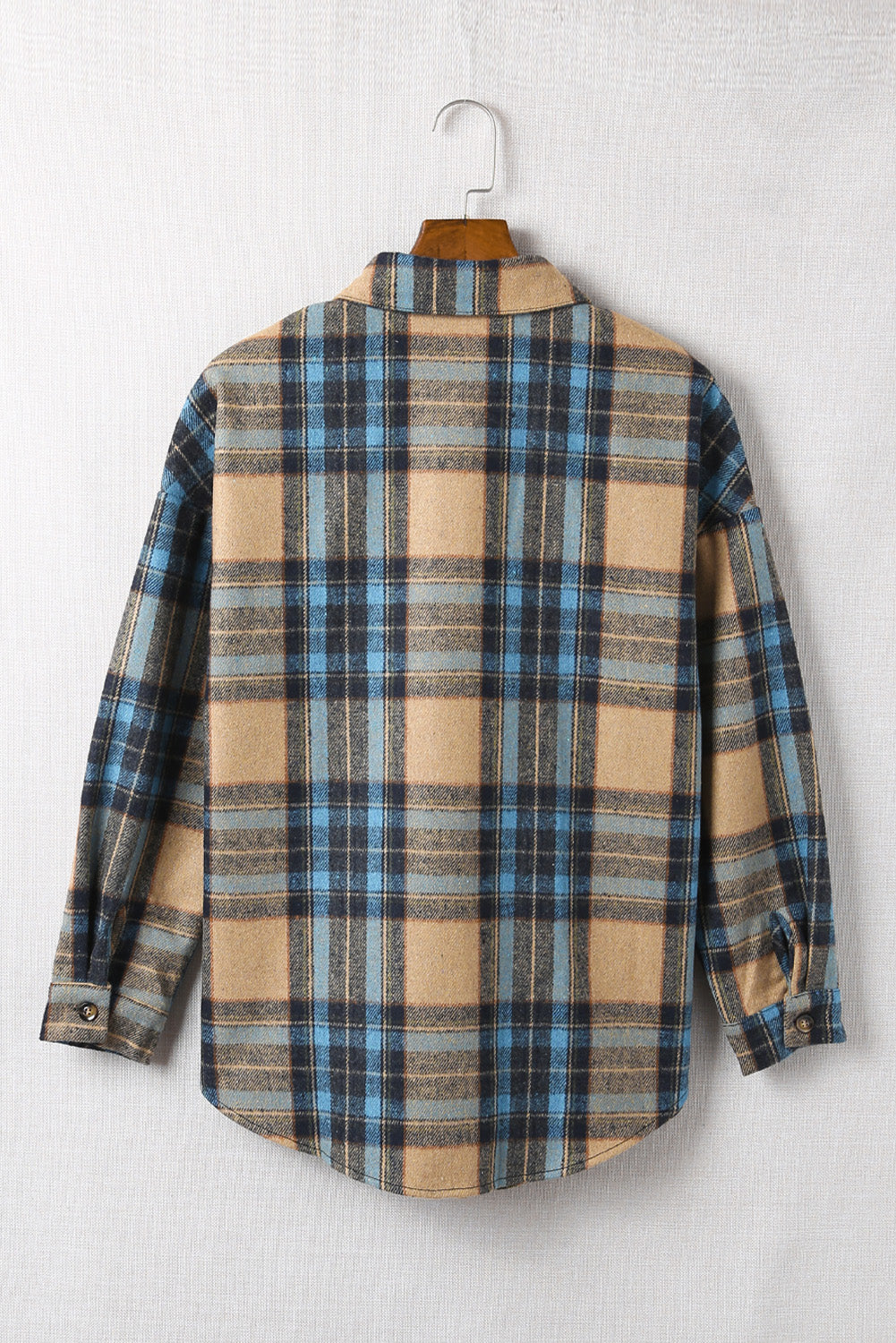 Plaid Curved Hem Shirt Jacket with Breast Pockets king-general-store-5710.myshopify.com