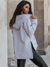 Zip-Up Slit Hoodie with Pockets king-general-store-5710.myshopify.com
