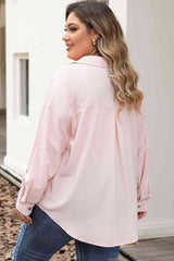 Plus Size Collared Neck Button Front Long Sleeve Shirt king-general-store-5710.myshopify.com