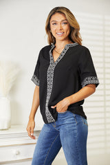 Double Take Embroidered Notched Neck Top king-general-store-5710.myshopify.com