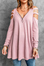 Cutout Waffle Knit Tunic Top king-general-store-5710.myshopify.com