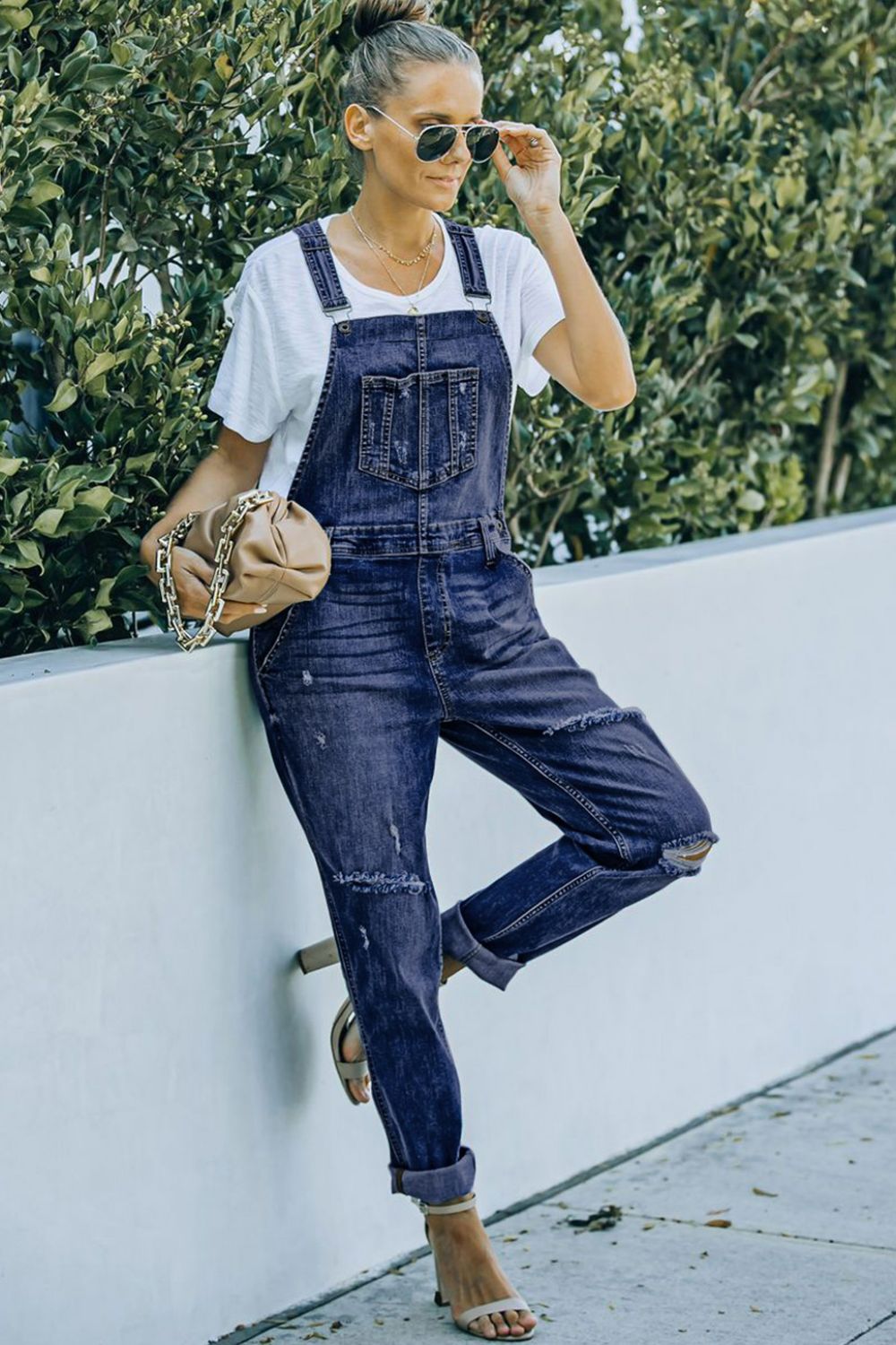 Pocketed Distressed Denim Overalls king-general-store-5710.myshopify.com