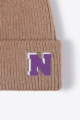 Letter N Patch Cuffed Knit Beanie king-general-store-5710.myshopify.com