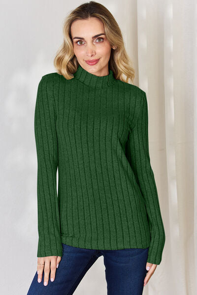 Basic Bae Full Size Ribbed Mock Neck Long Sleeve T-Shirt king-general-store-5710.myshopify.com