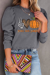 PEACE LOVE PUMPKIN Graphic Puff Sleeve Sweatshirt king-general-store-5710.myshopify.com