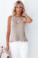 Openwork Tassel Hem Knit Tank king-general-store-5710.myshopify.com